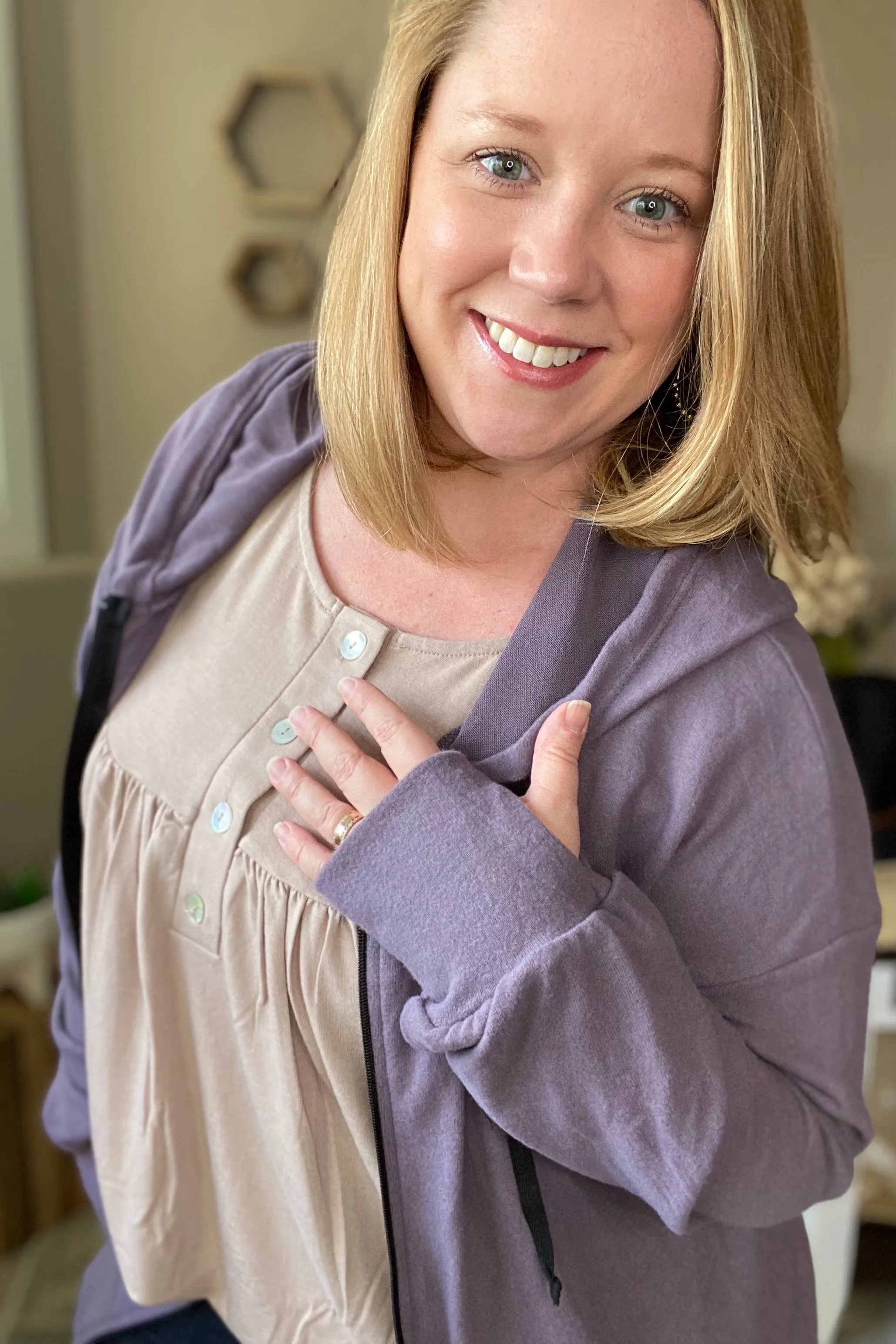Short Sleeve Shell Button Top