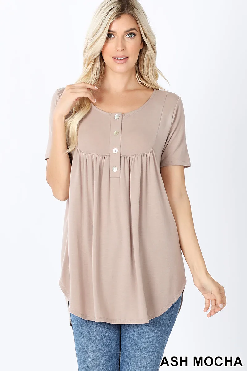 Short Sleeve Shell Button Top