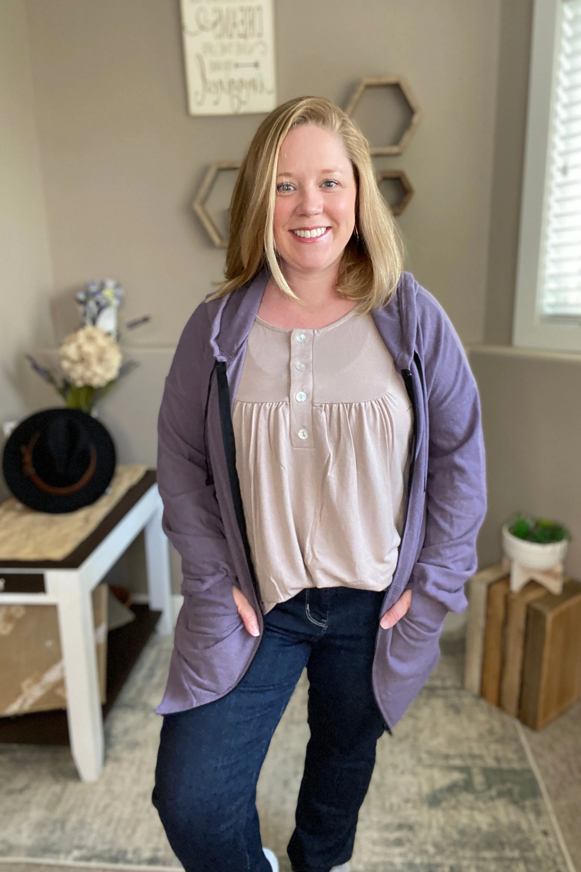 Short Sleeve Shell Button Top