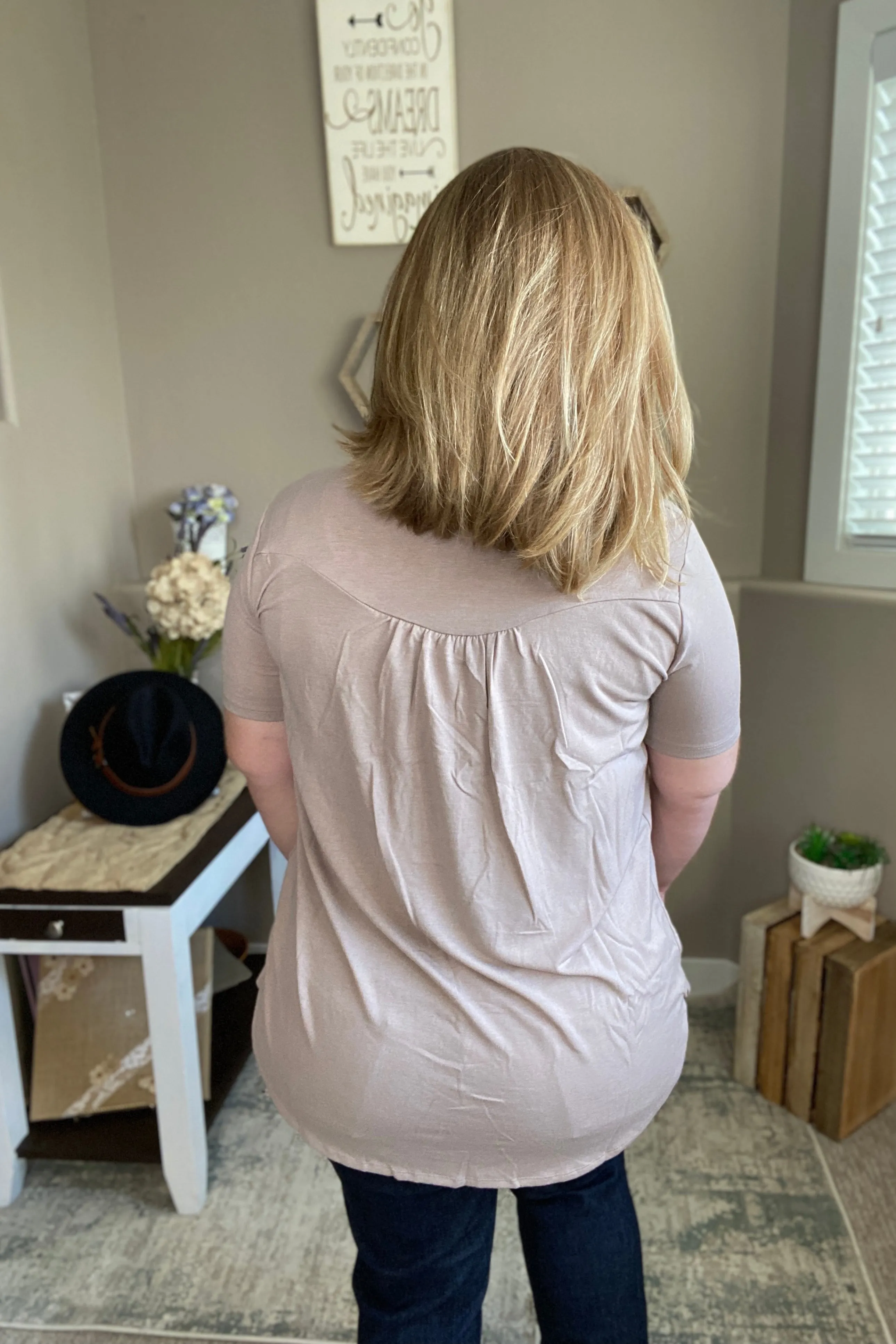 Short Sleeve Shell Button Top