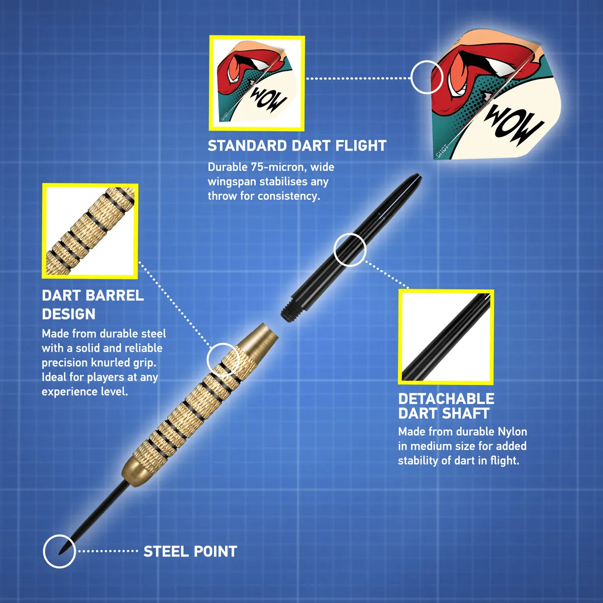 Shot Solo Steel Tip Darts Set-High Quality Steel