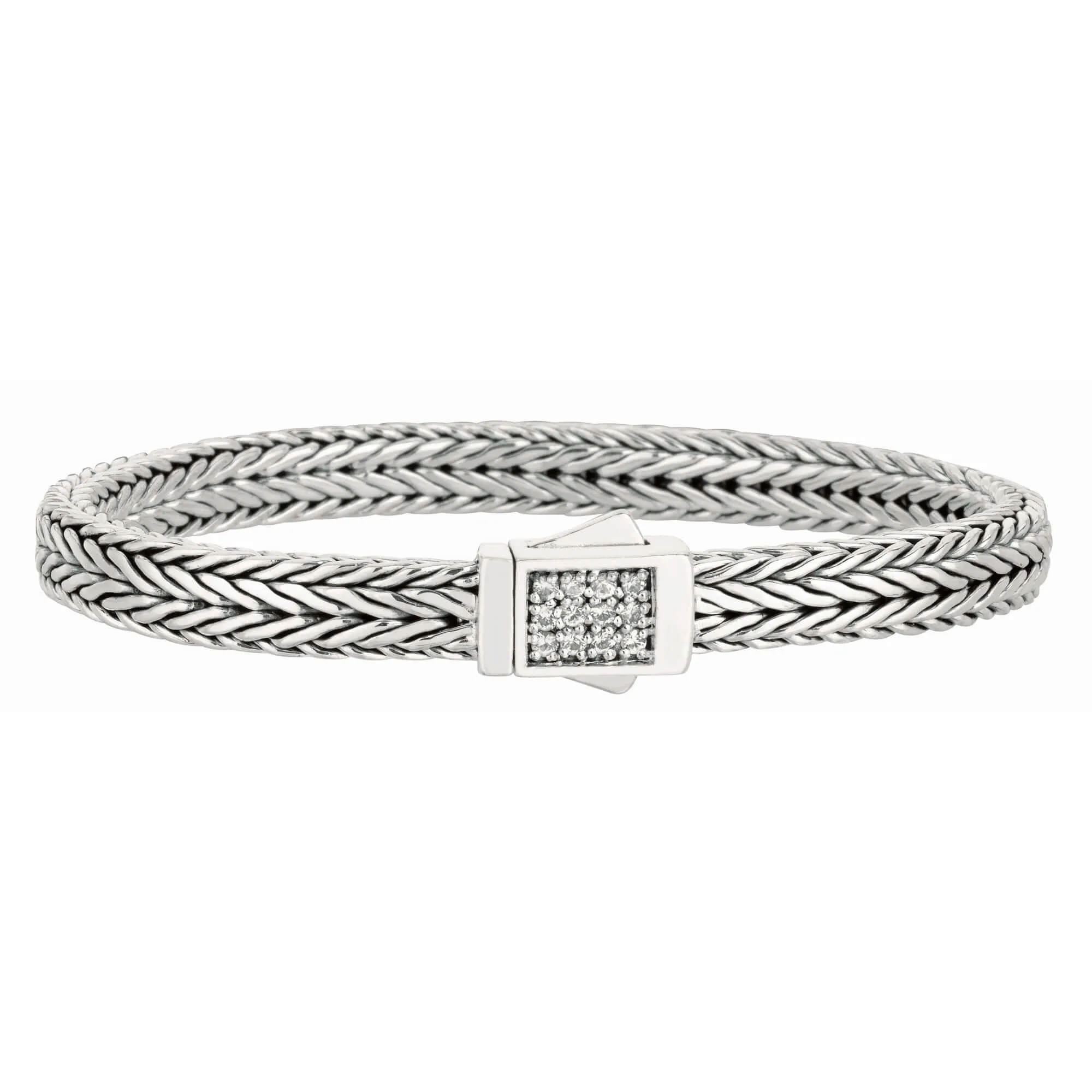 Silver Square Woven Chain 6.5mm Sapphire Bracelet