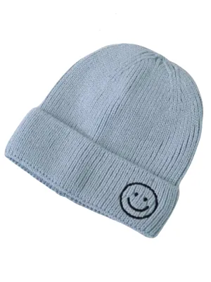 Smiley Baby Kids Warm Knitted Hat - Dusty Blue