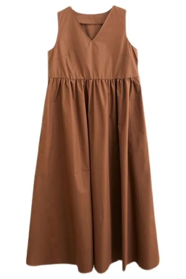 Solid Color Sleeveless Maxi Dress