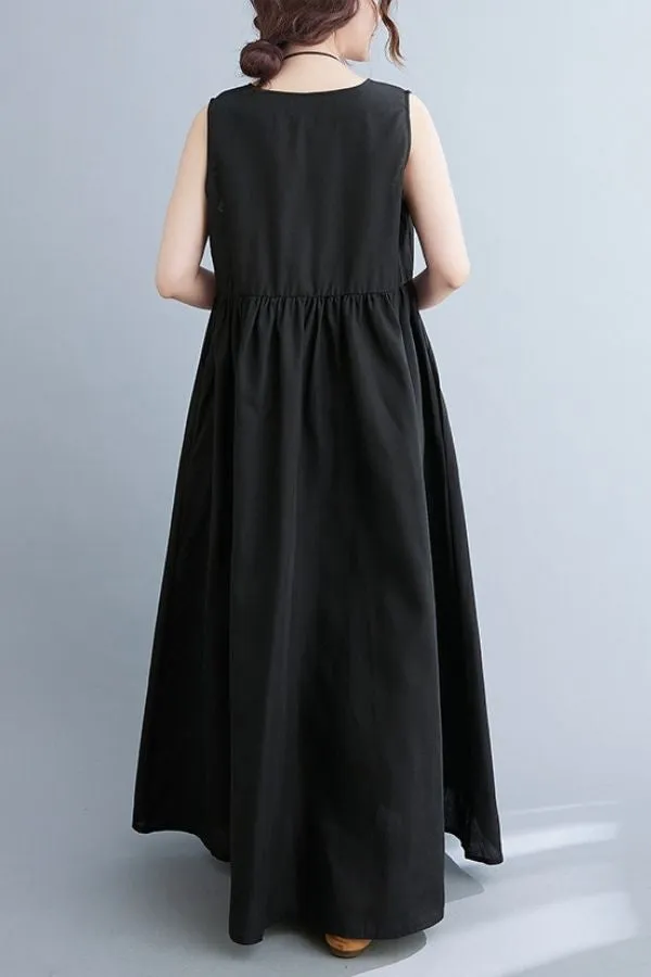 Solid Color Sleeveless Maxi Dress