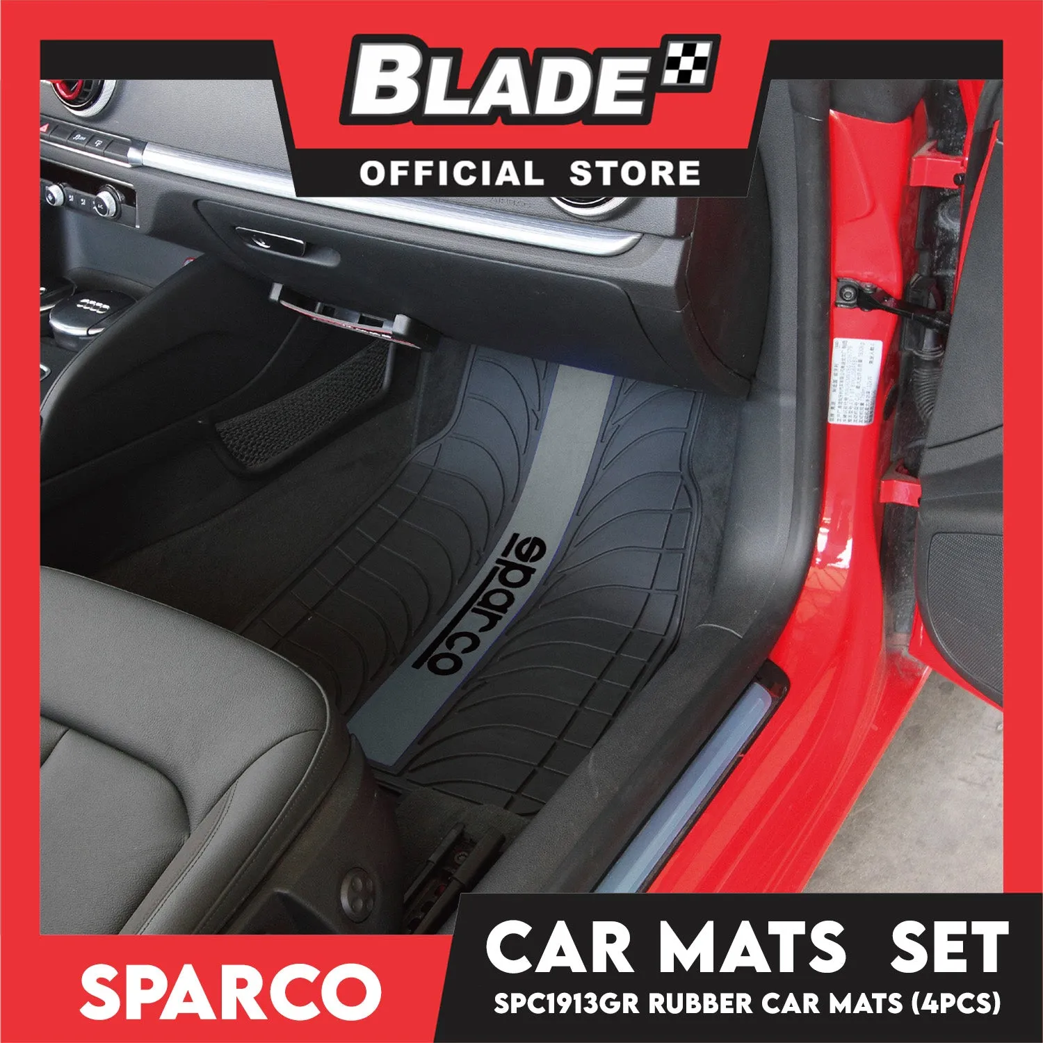 Sparco Car Mats Set Of 4pcs Universal And Quick Installation SPC1913GR (Gray) Rubber And Durable