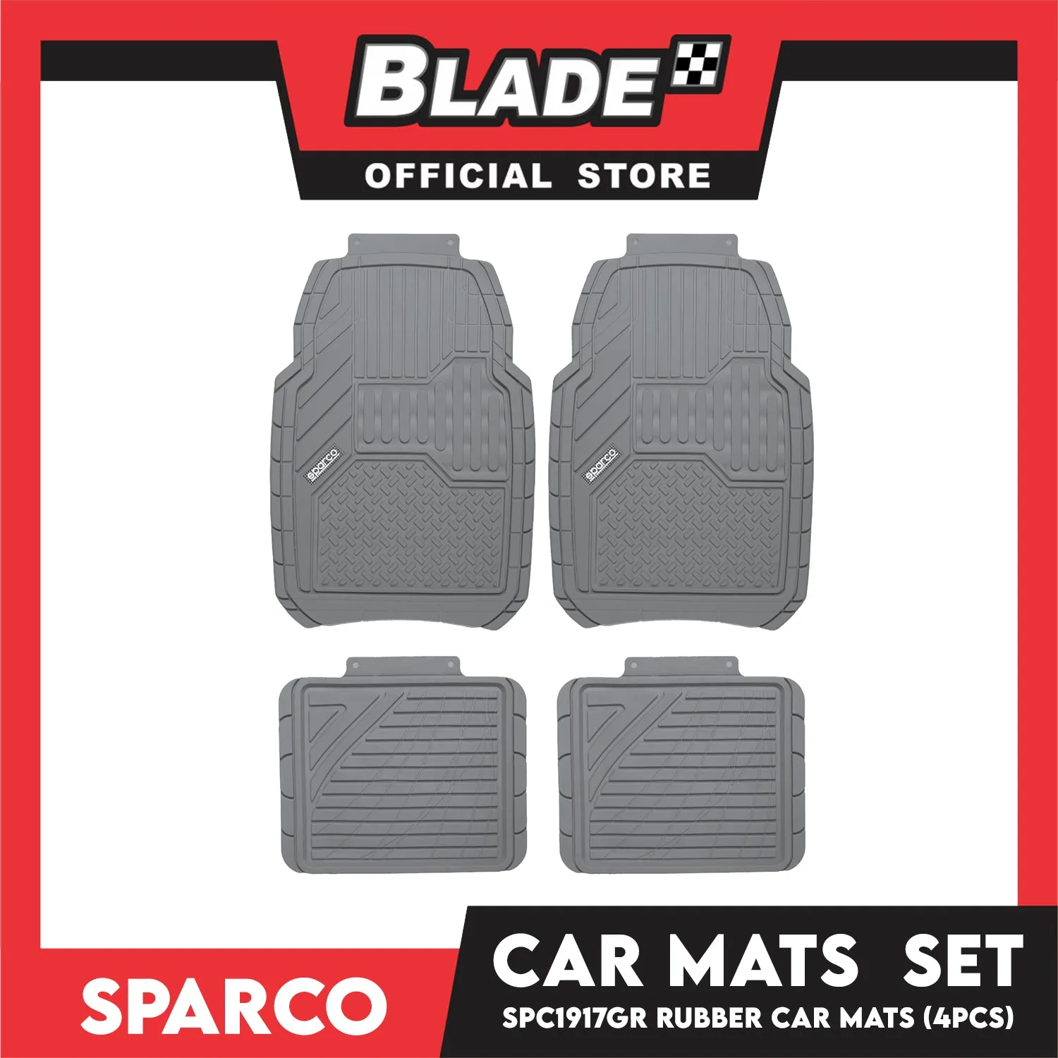 Sparco Car Mats Set Of 4pcs Universal And Quick Installation SPC1917GR (Gray) Rubber And Durable