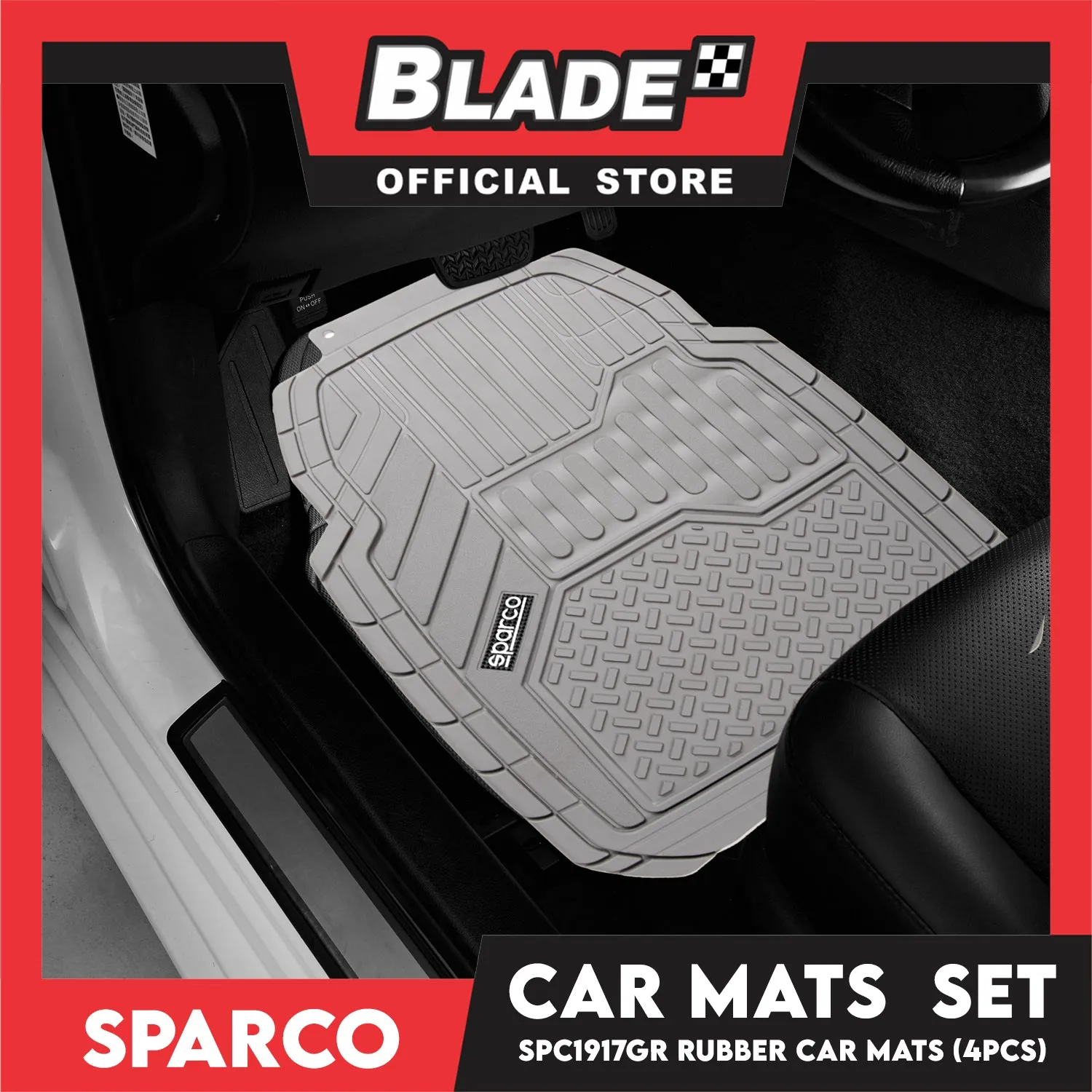 Sparco Car Mats Set Of 4pcs Universal And Quick Installation SPC1917GR (Gray) Rubber And Durable