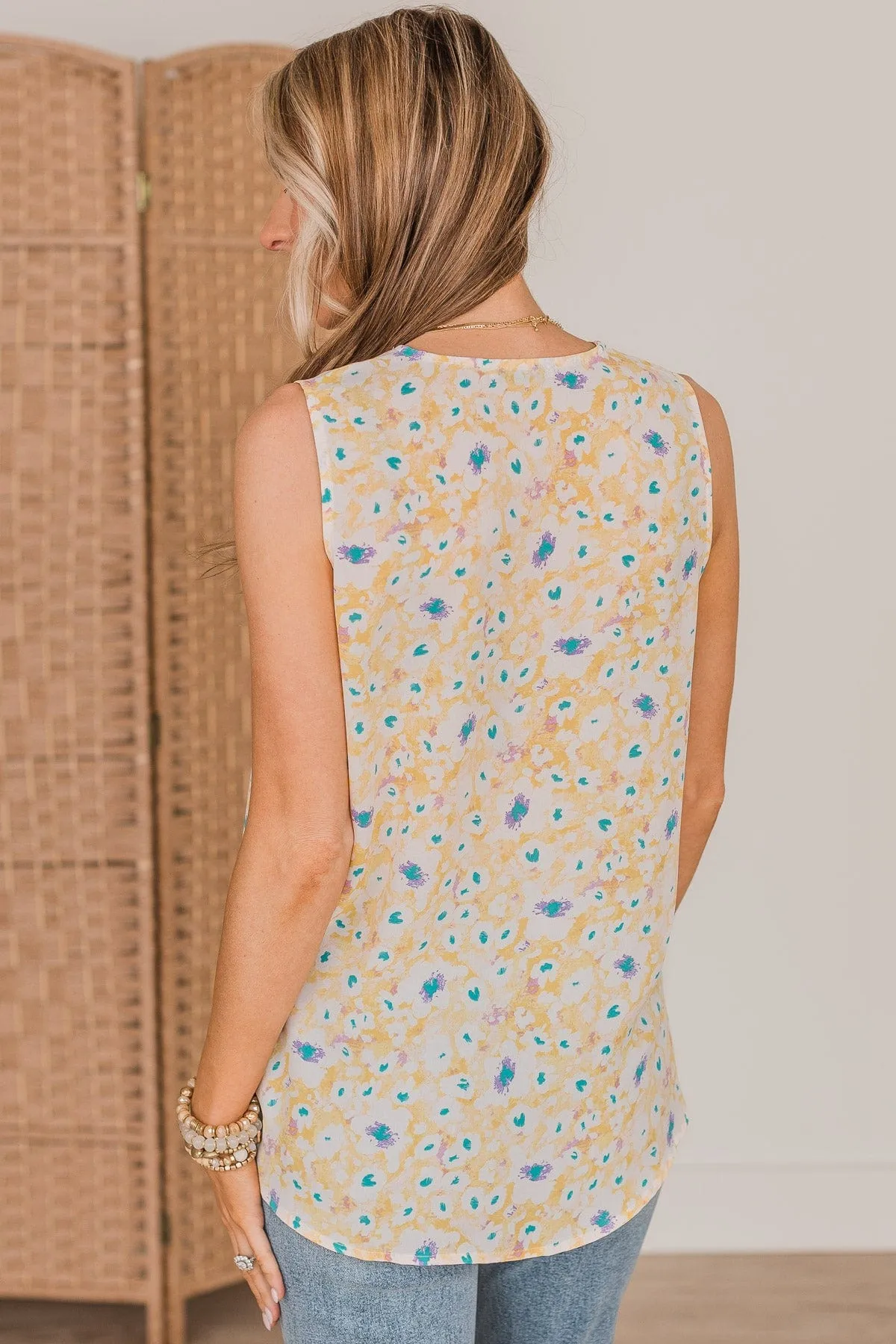 Spring Chic Floral Tank Top- Yellow