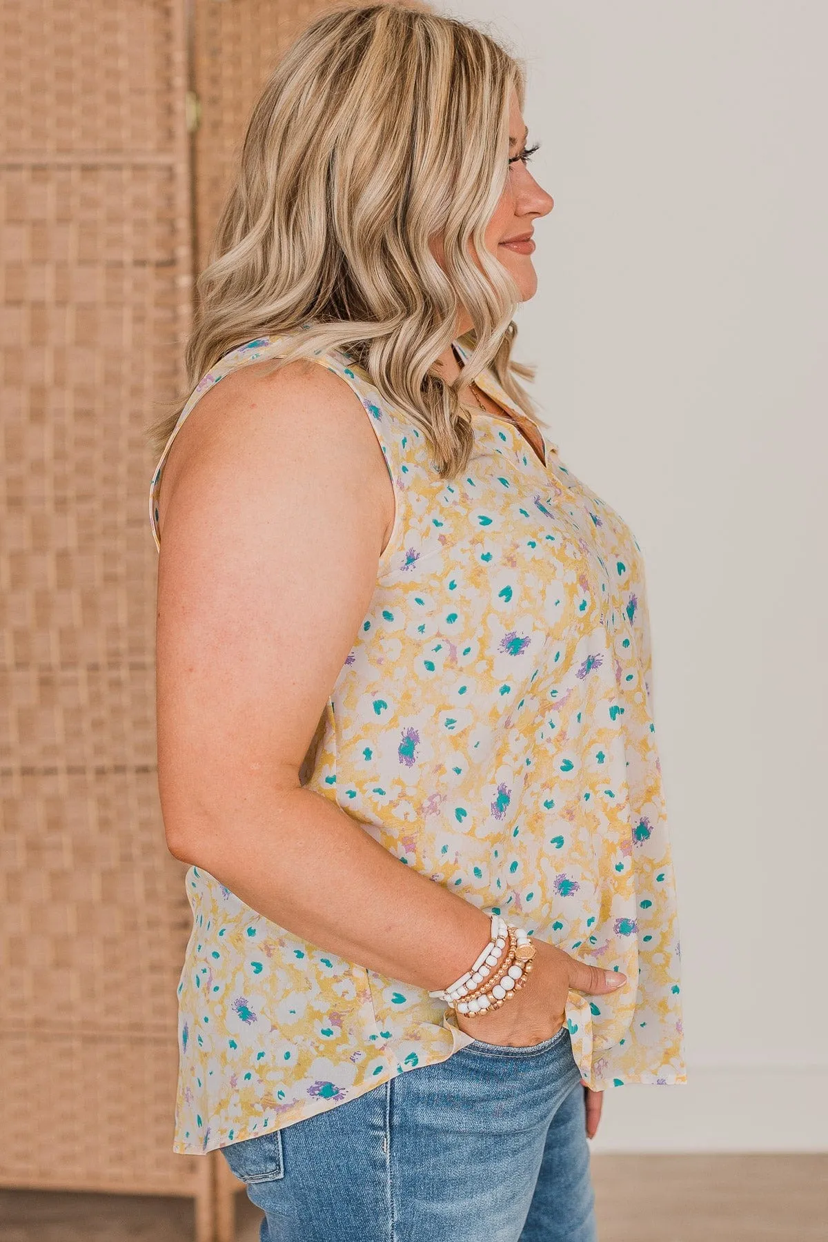 Spring Chic Floral Tank Top- Yellow
