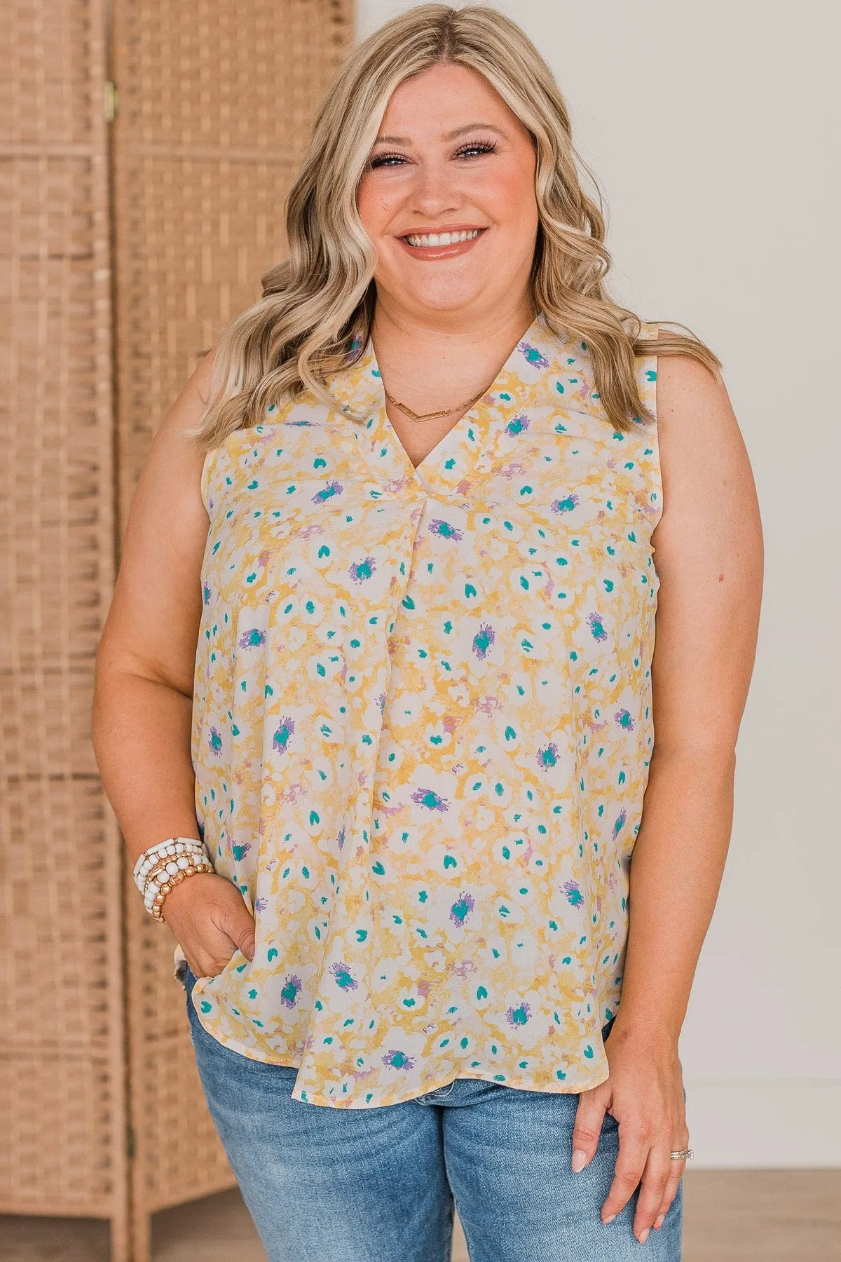Spring Chic Floral Tank Top- Yellow