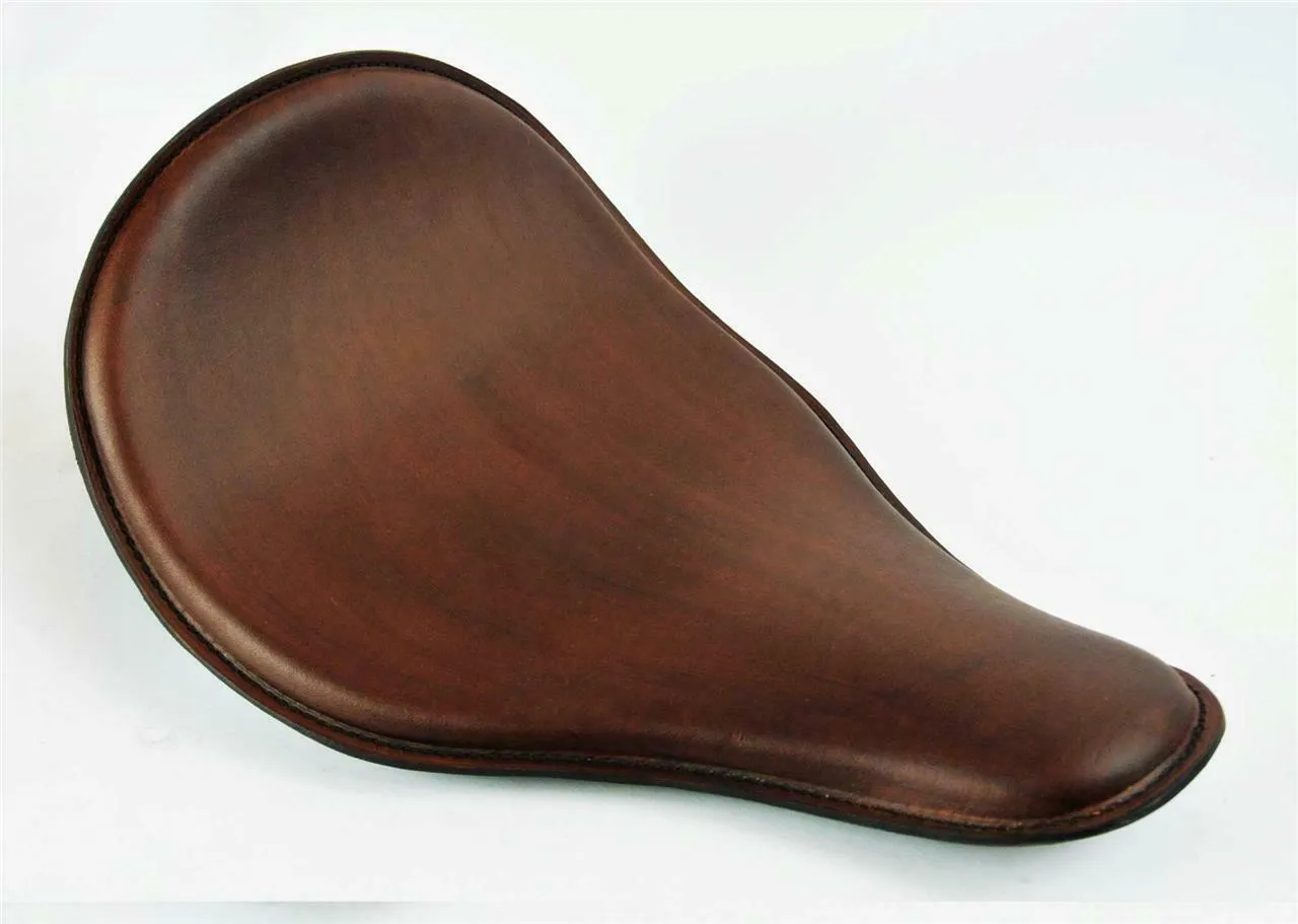 Spring Solo Seat Chopper Sporster Harley Bobber 11x15" High Back Brown Leather