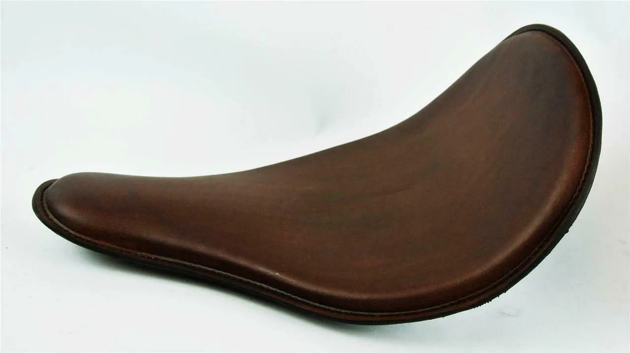 Spring Solo Seat Chopper Sporster Harley Bobber 11x15" High Back Brown Leather