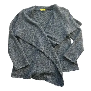 St. John chunky knit gray open front cardigan sweater size large wool cashmere