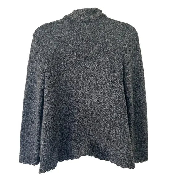 St. John chunky knit gray open front cardigan sweater size large wool cashmere