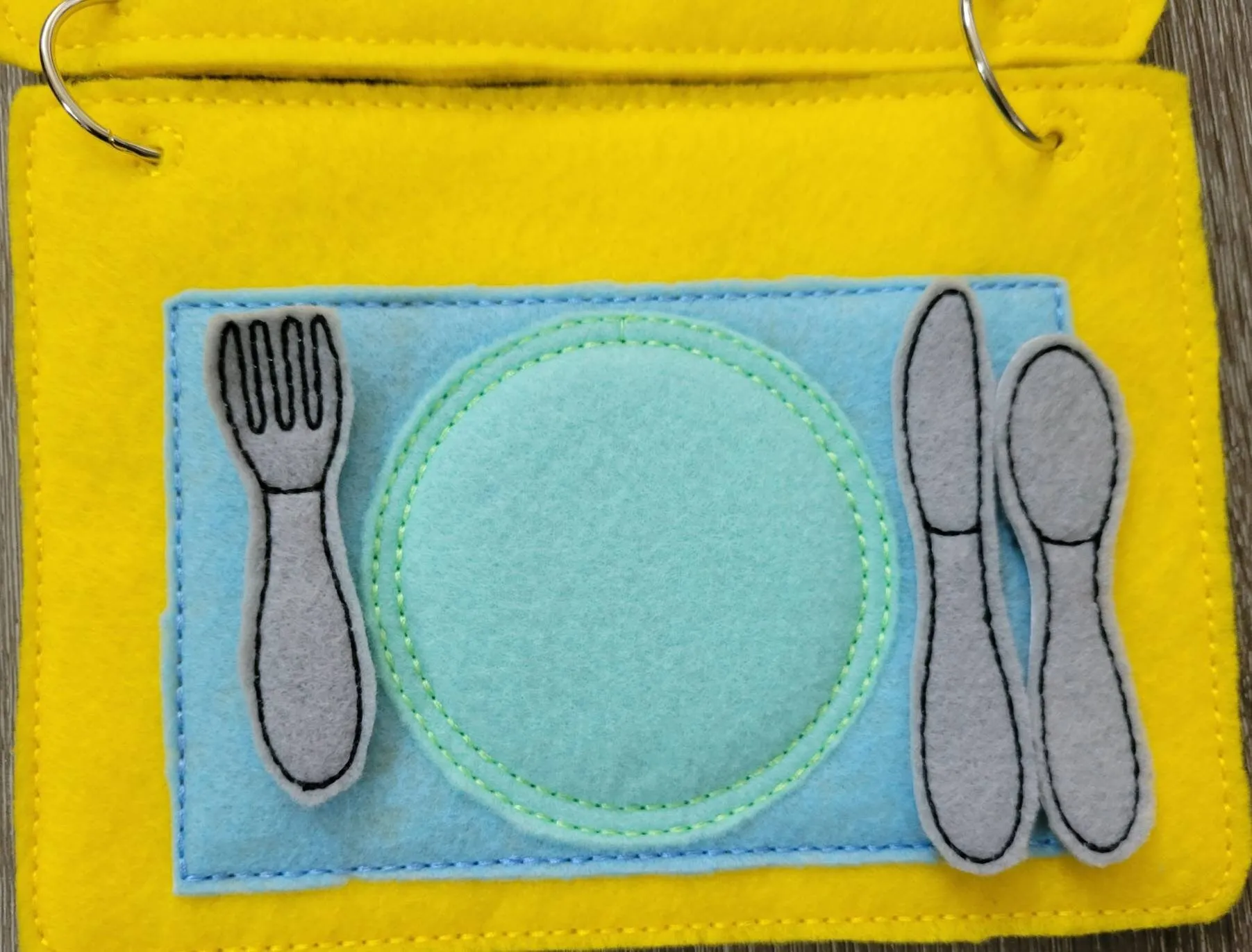Stove and Place Setting Quiet book page - felt food - felt kitchen busy book page - educational - learning toy  - Activity Page