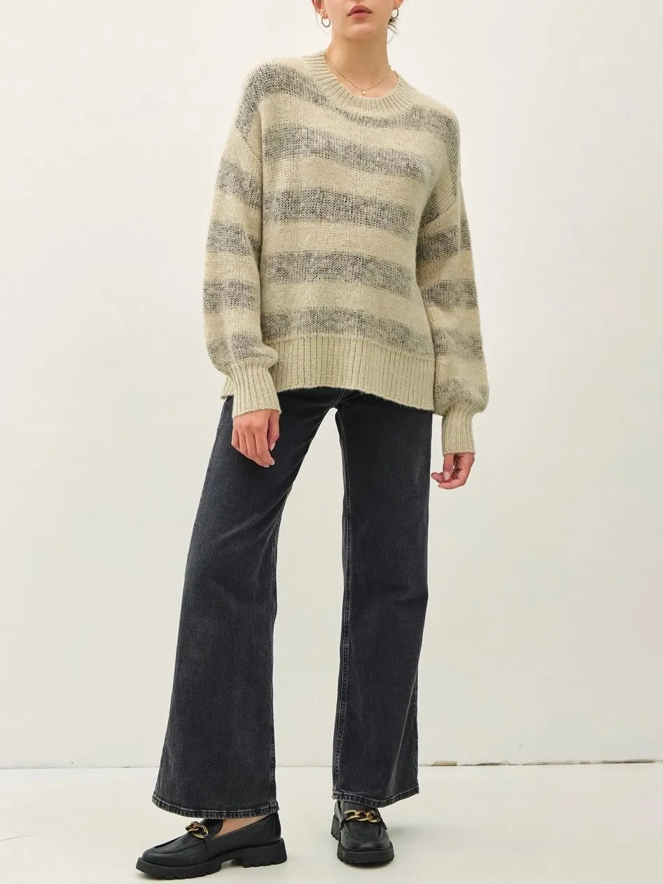 Striped Cozy Sweater - Sage Grey