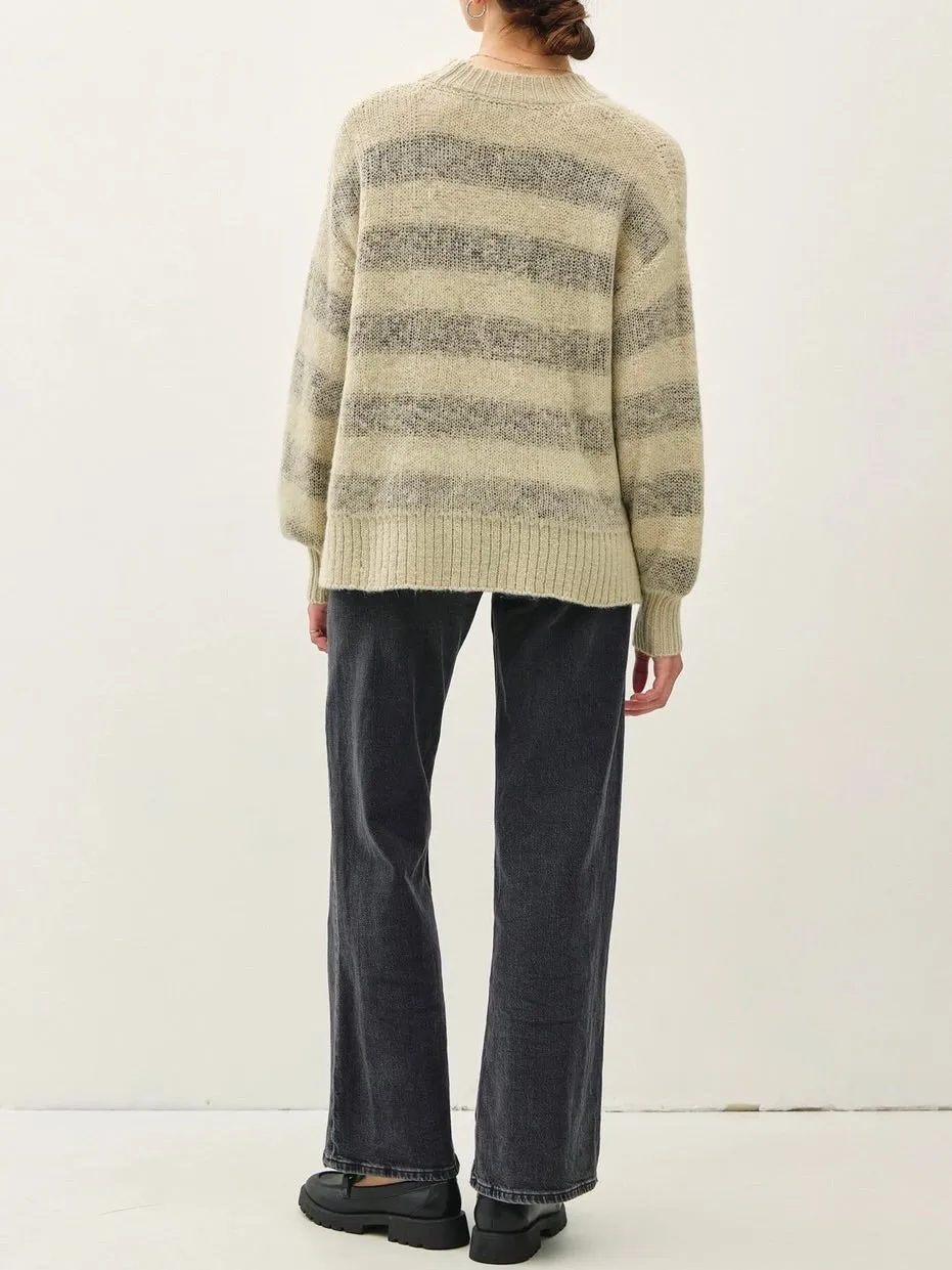 Striped Cozy Sweater - Sage Grey