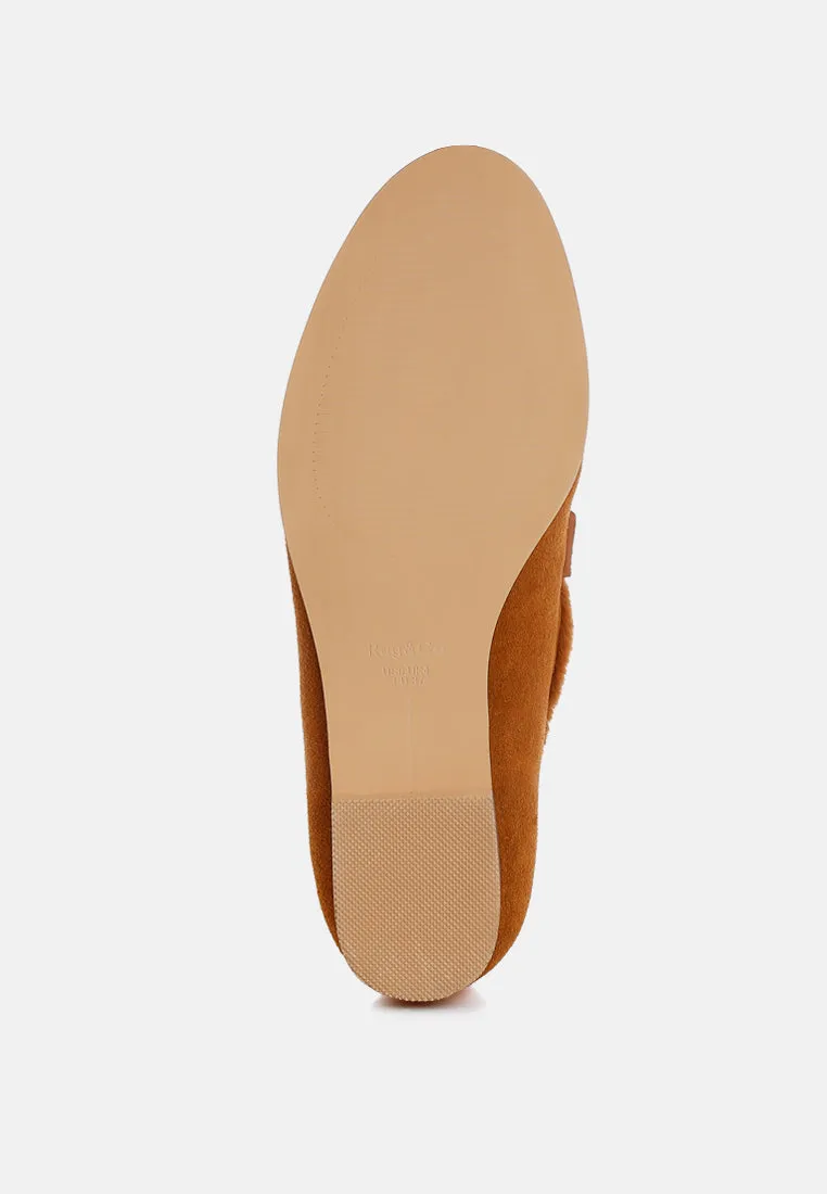 Suede & Faux Fur Flat Loafers By RUW