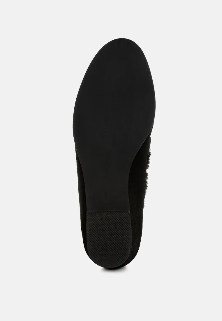 Suede & Faux Fur Flat Loafers By RUW