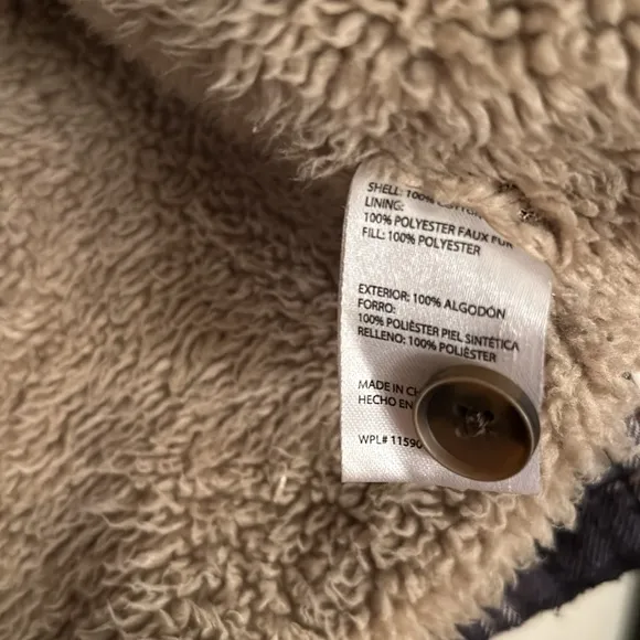 Super warm cozy Weatherproof flannel jacket with faux fur lining