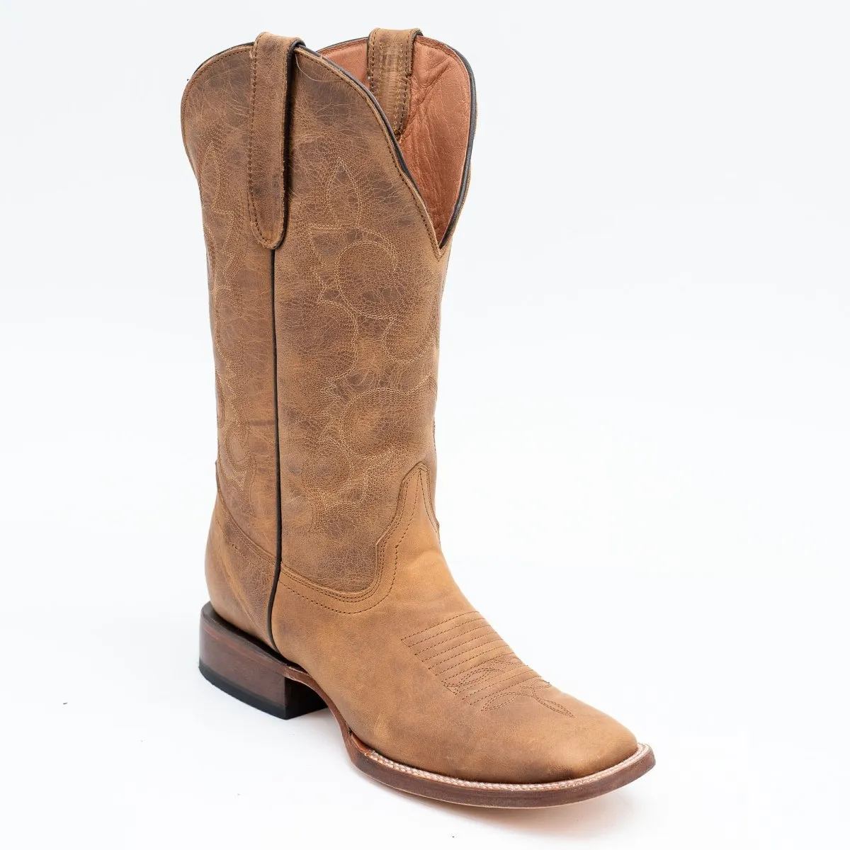 TANNER MARK WOMEN’S Blaze Califronia Cognac Cowgirl Boots Whit Classic Stitch Top