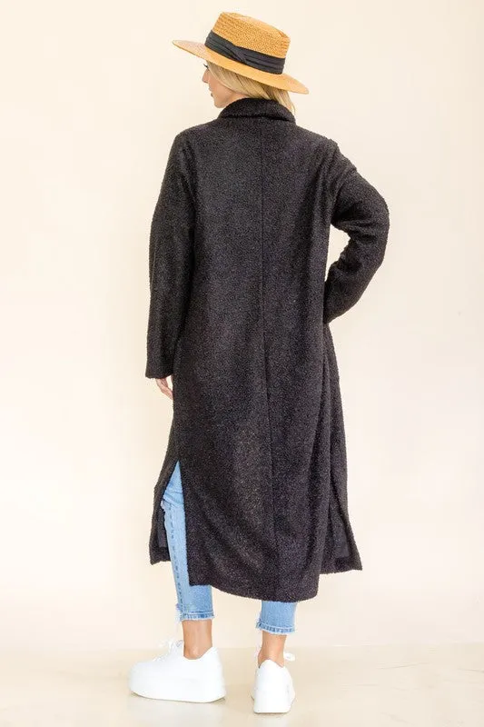 Teddy Coat Cardigan- Black