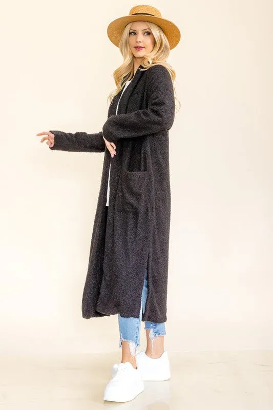 Teddy Coat Cardigan- Black