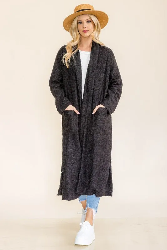 Teddy Coat Cardigan- Black