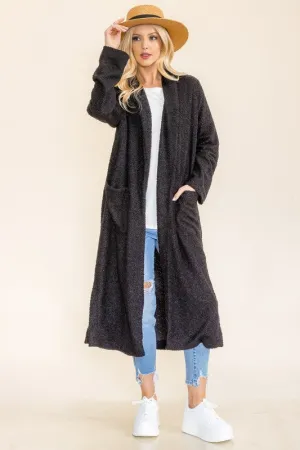 Teddy Coat Cardigan- Black