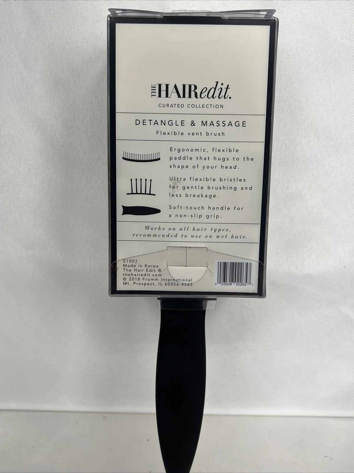The Hair Edit Detangle & Massage Flexible Vent Brush Lightweight Black