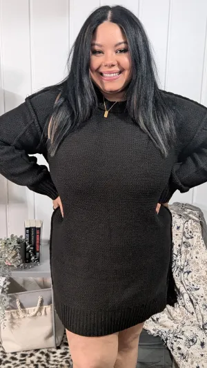 The Raven - Black Knit Sweater Dress