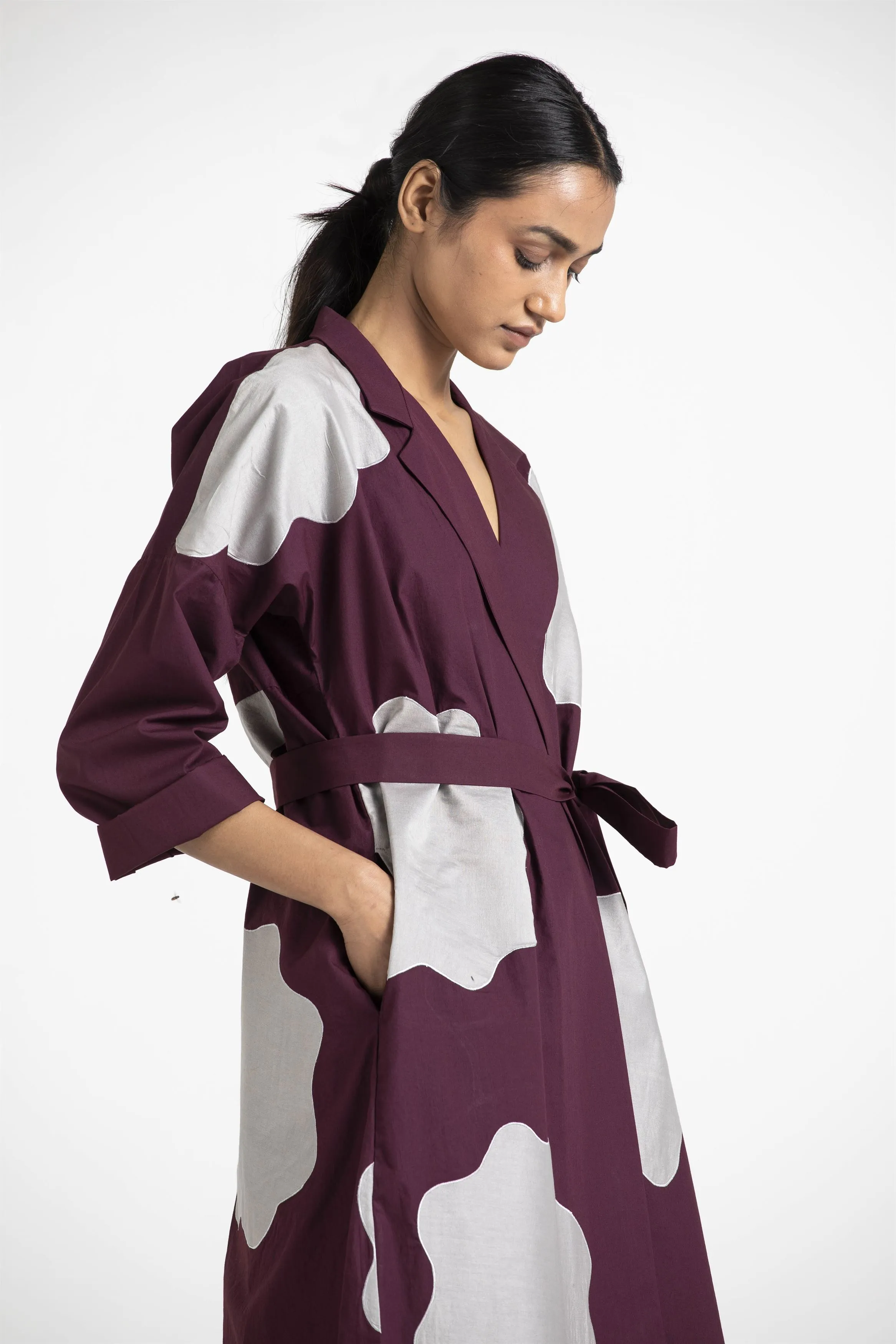 THREE   -   Applique Back Yoke Jacket Wine