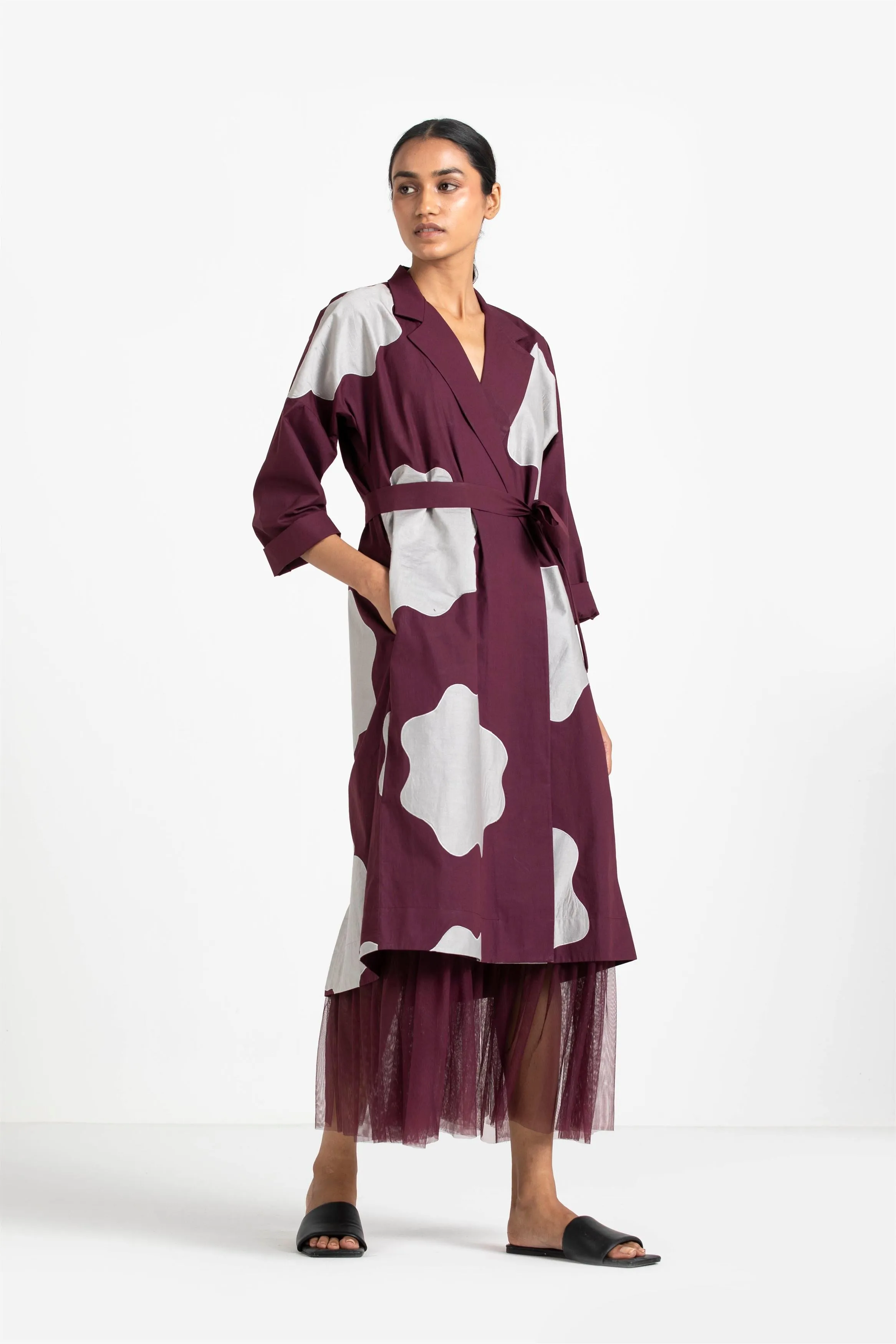 THREE   -   Applique Back Yoke Jacket Wine