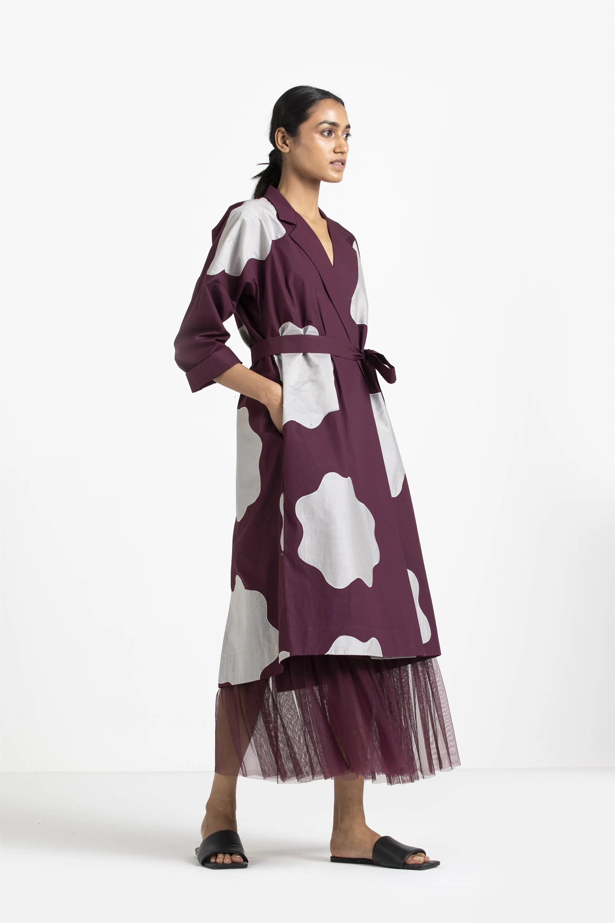THREE   -   Applique Back Yoke Jacket Wine