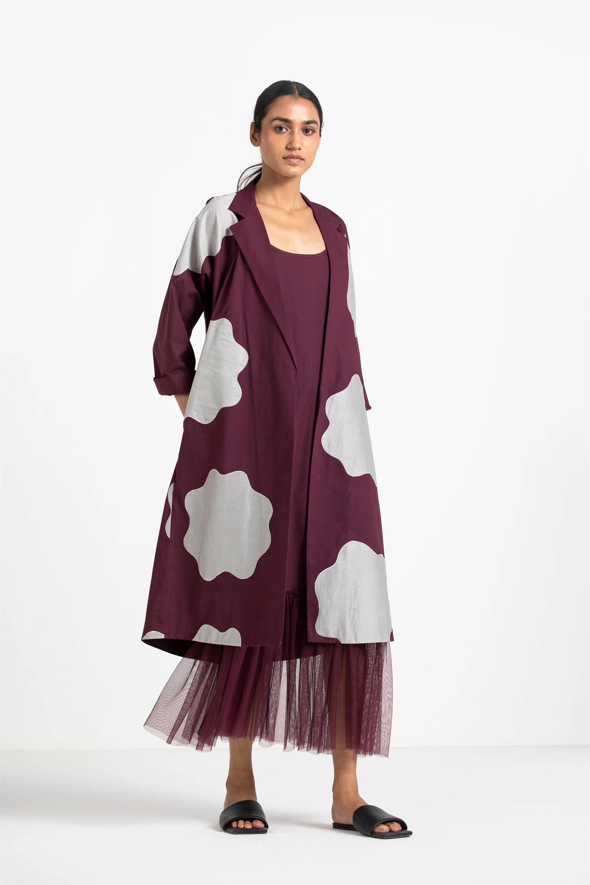 THREE   -   Applique Back Yoke Jacket Wine
