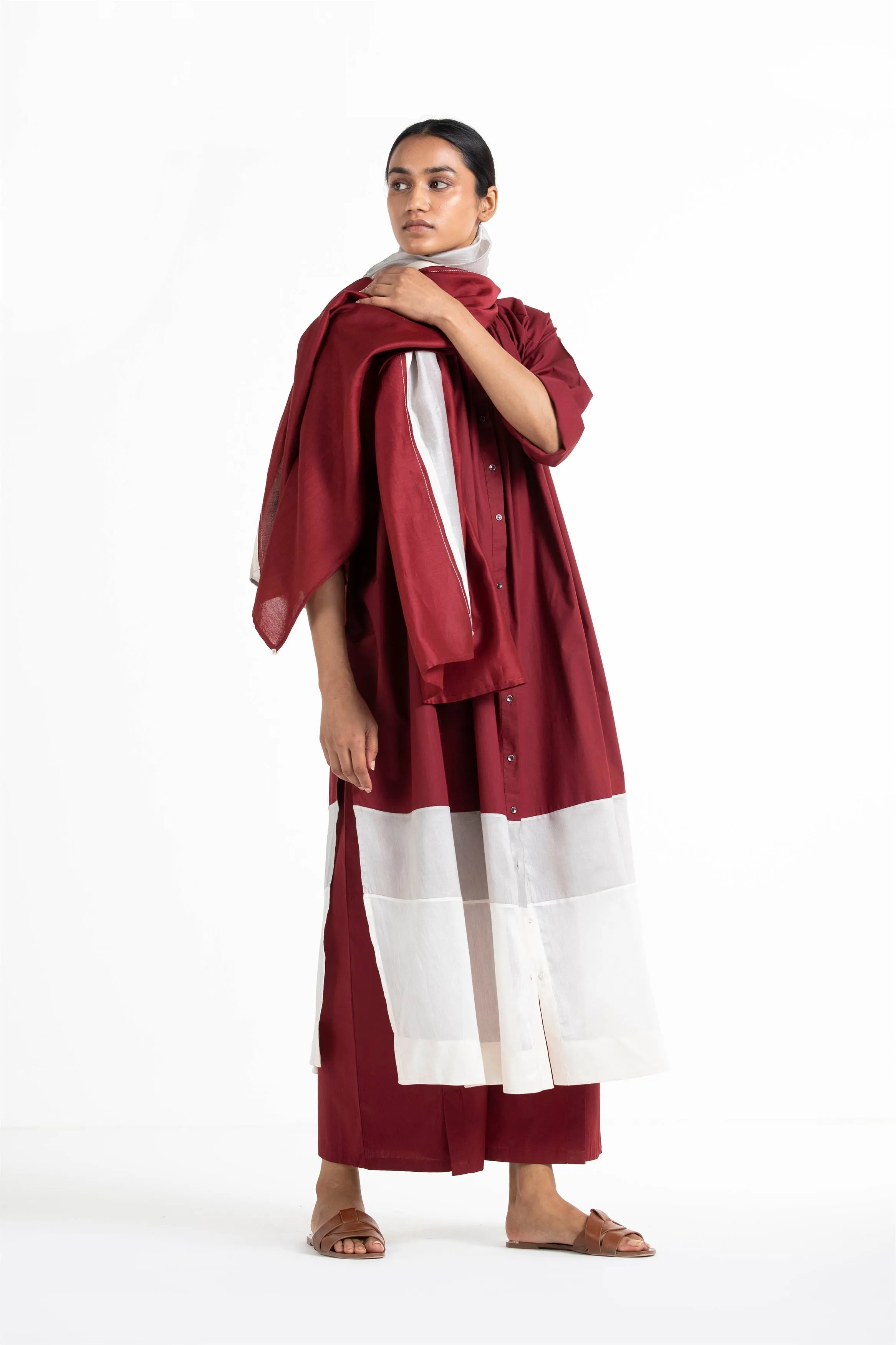 THREE   -   Panel Gather Neck Shirt