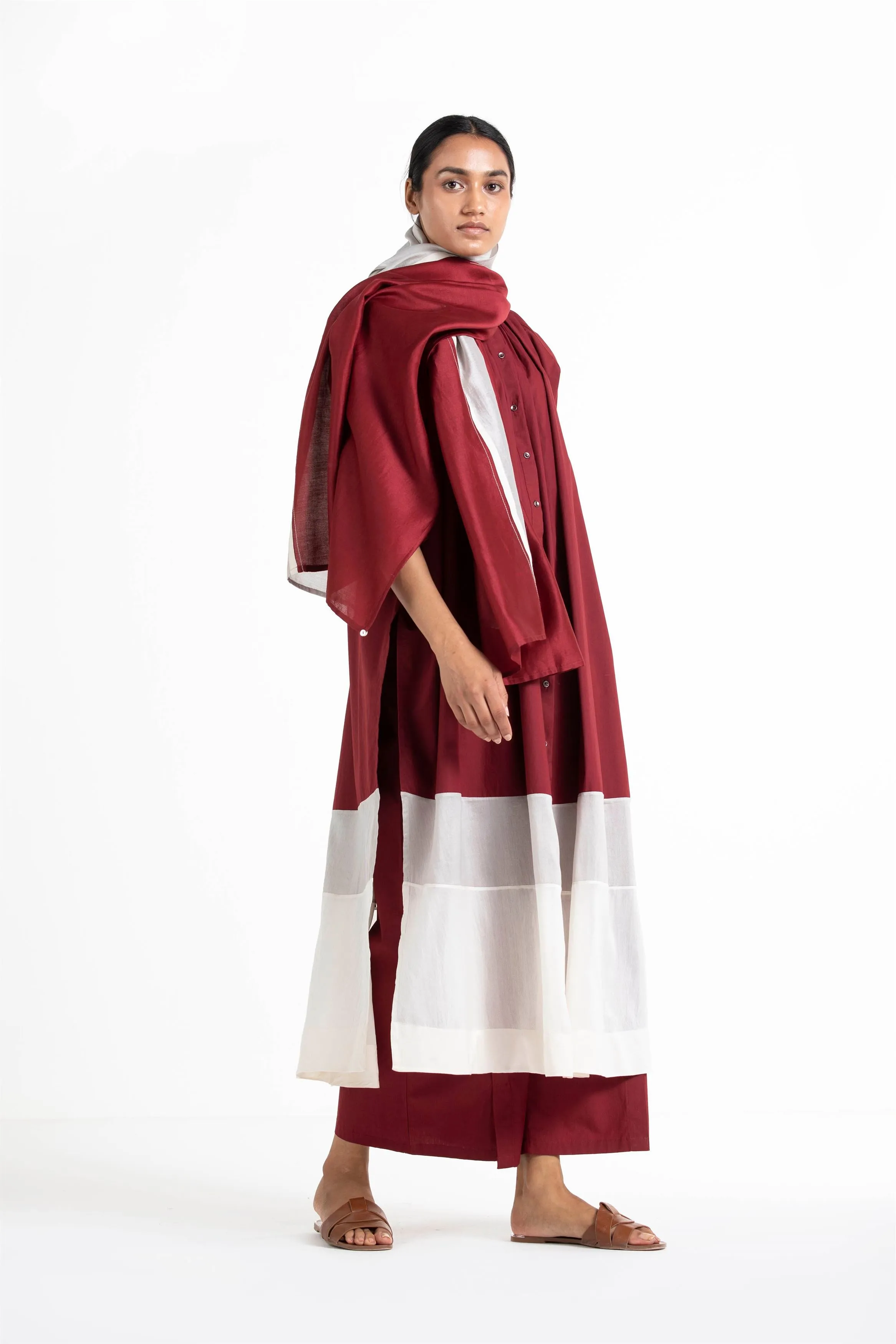 THREE   -   Panel Gather Neck Shirt