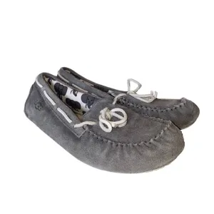 Ugg Grey Leather Ryder Slippers Elephant Jungle Liner Size 5