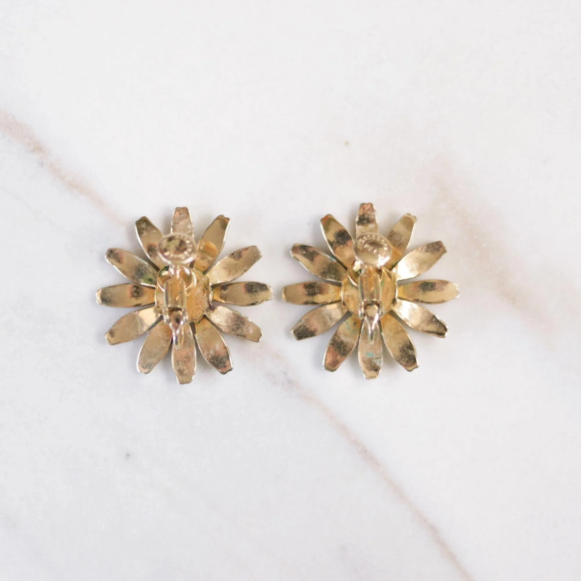 Vintage Accessocraft NYC White and Yellow Daisy Earrings