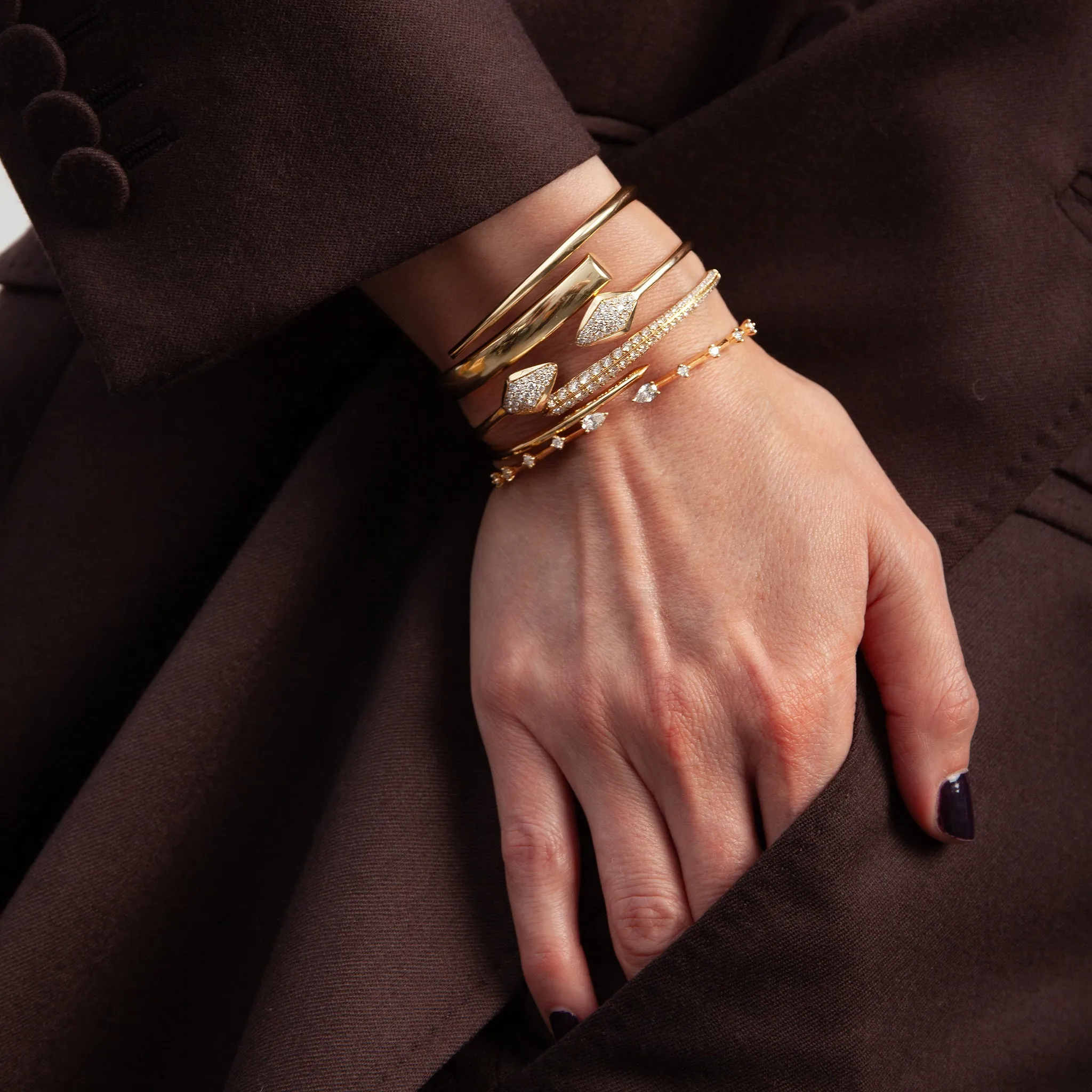Viv Open Flexible Cuff in Yellow Gold