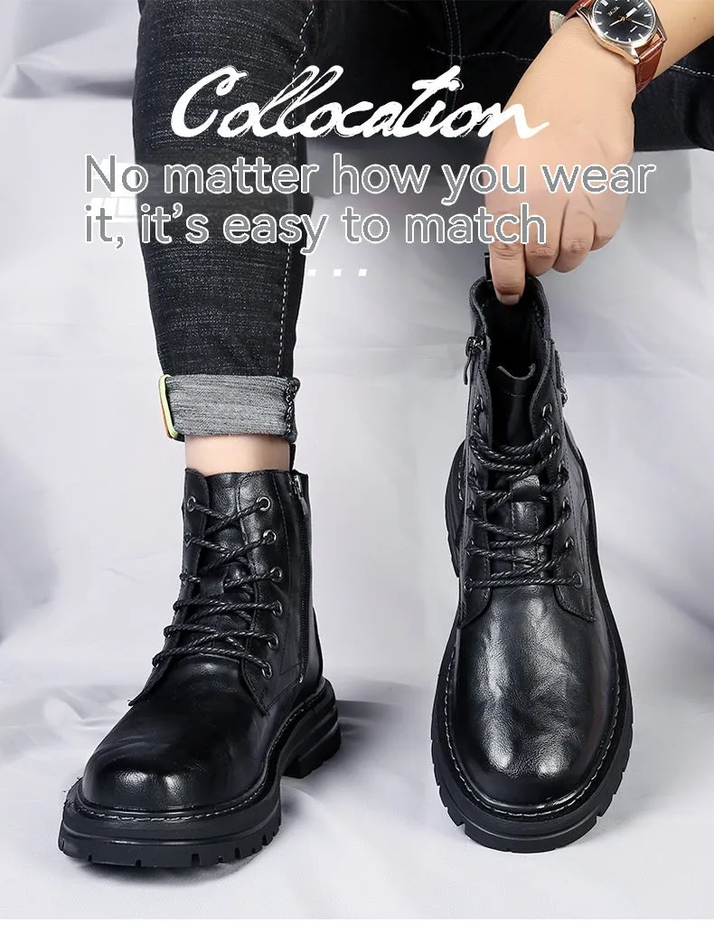 Warm and Stylish Autumn & Winter Men's Boots | Thick Bottom, Round Toe | Enigma Paris