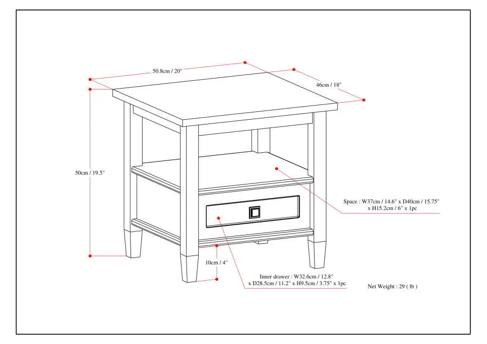 Warm Shaker End Table