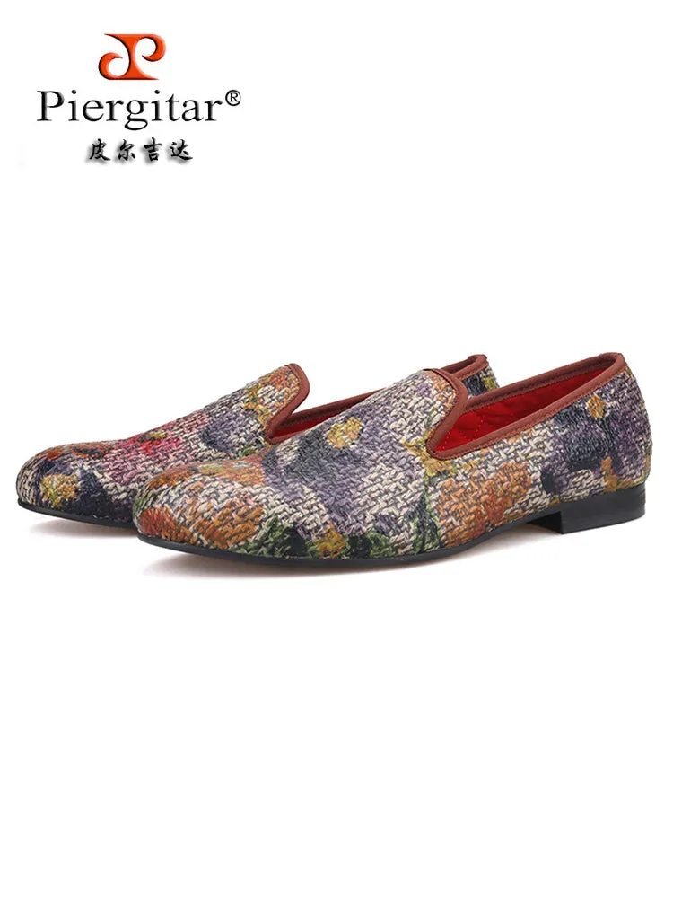 Waxed canvas woven pattern men's large size loafers trendy low-top shoes lazy slip-on shoes