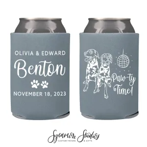 Wedding Can Cooler #201R - Custom Pet Illustration