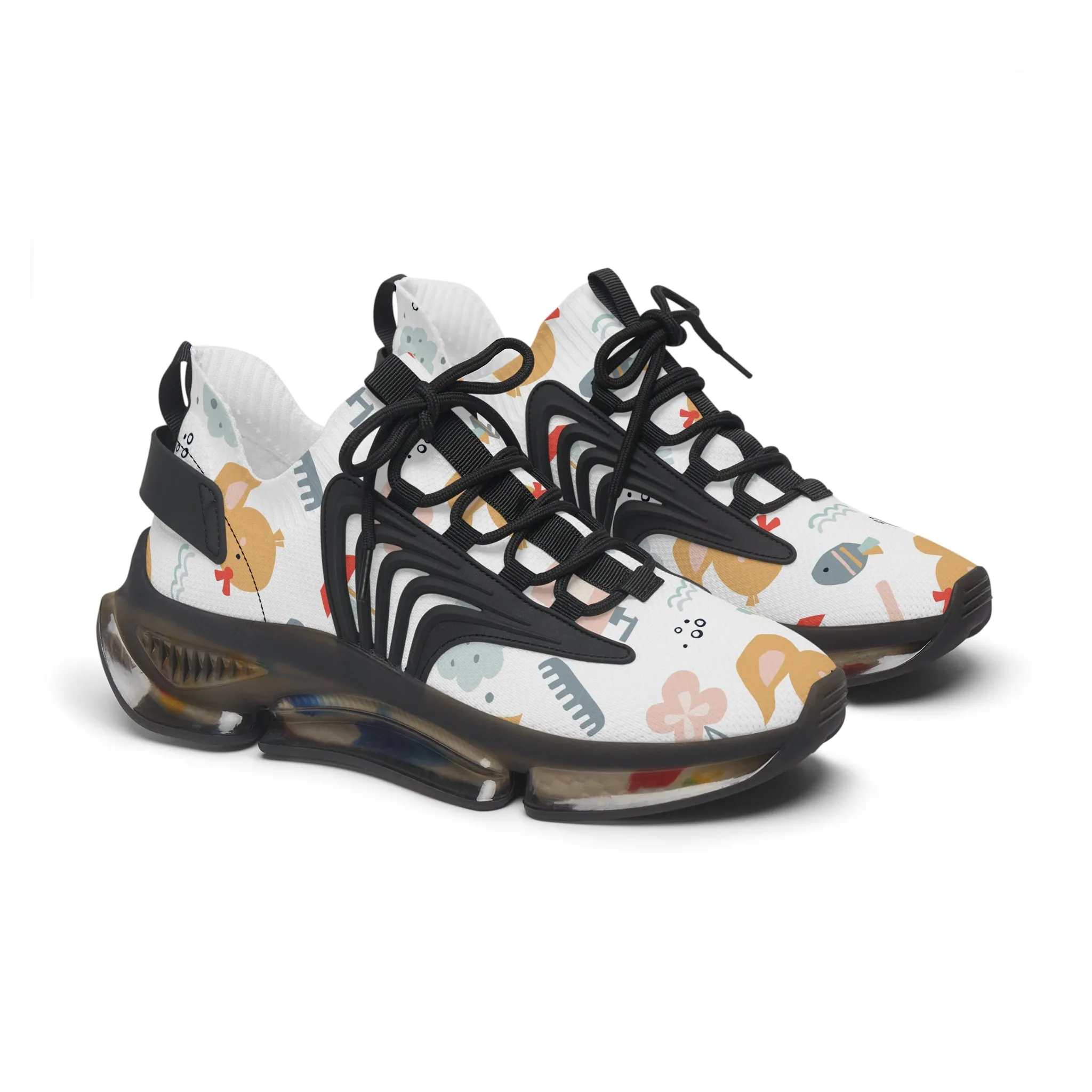 Whimsical Women's Mesh Sneakers - Fun Animal & Nature Print