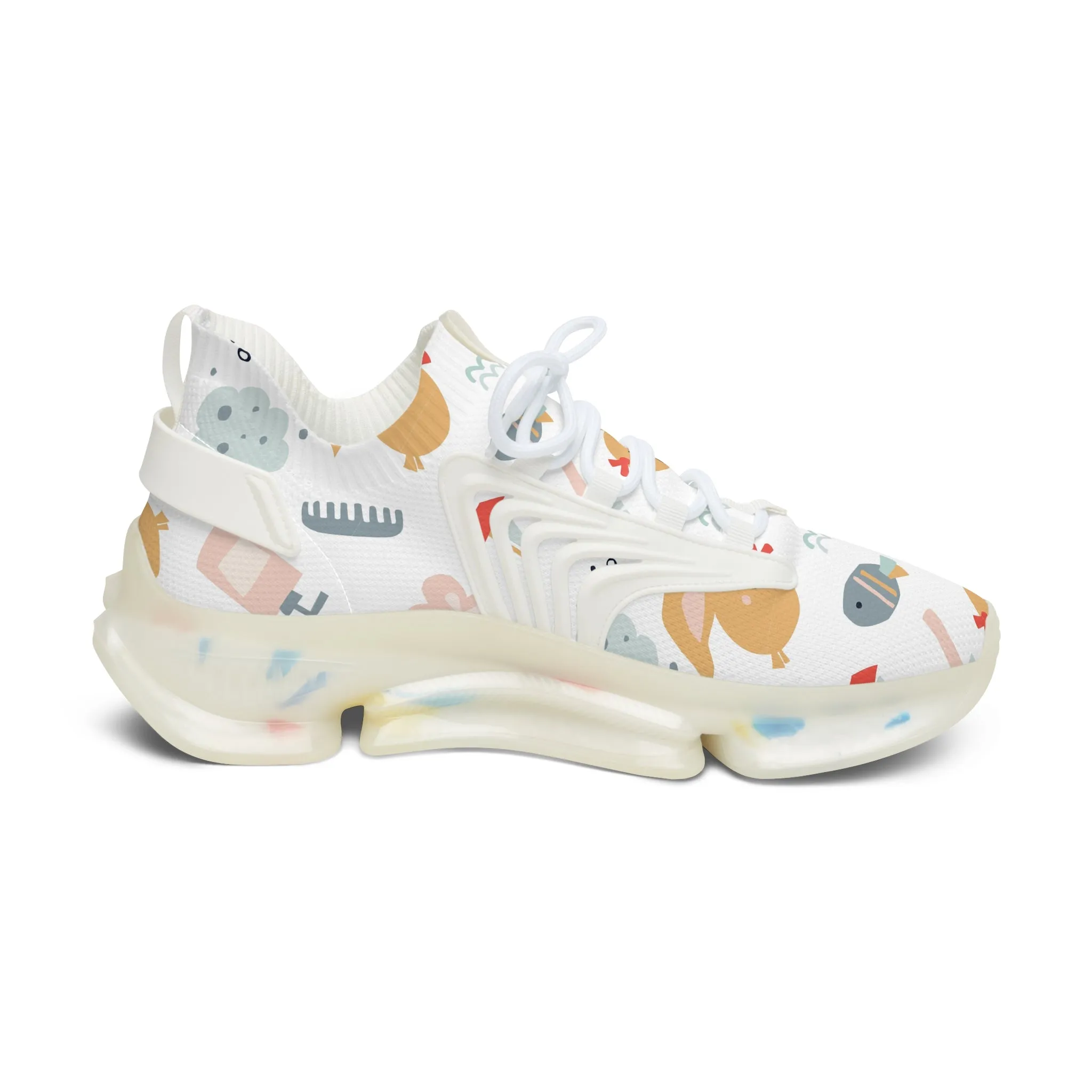 Whimsical Women's Mesh Sneakers - Fun Animal & Nature Print