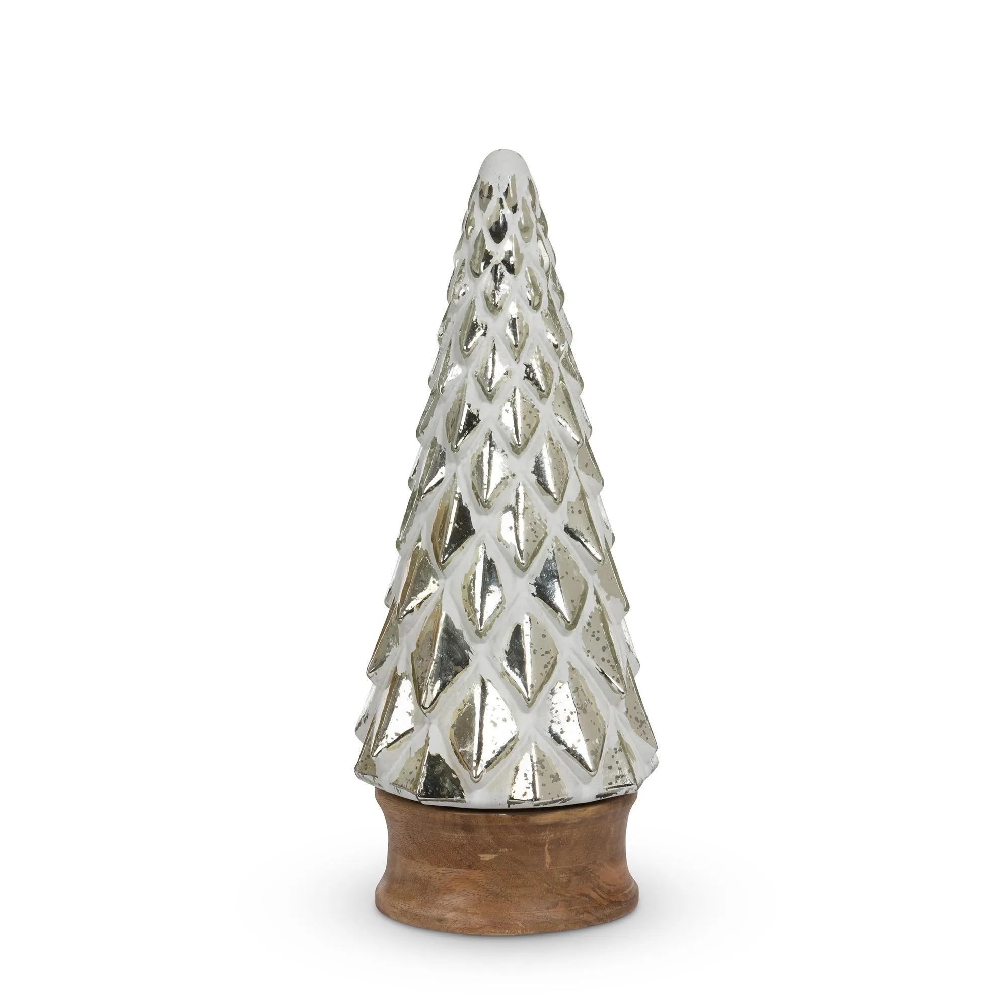 Whitewash Silver Mercury Glass Tabletop Tree, 16"