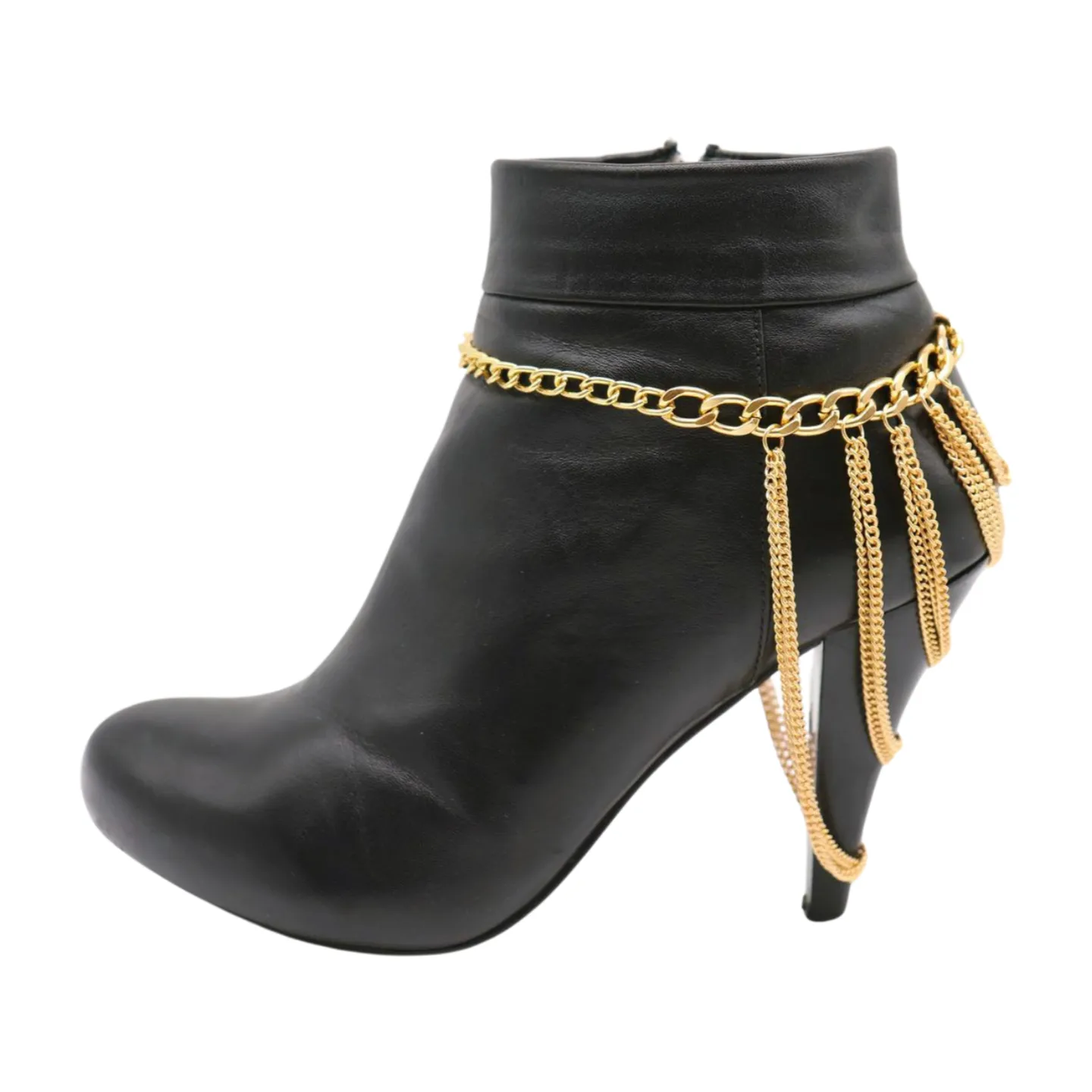 Women Gold Metal Chain Boot Bracelet Shoe Multi Strand Charm Anklet