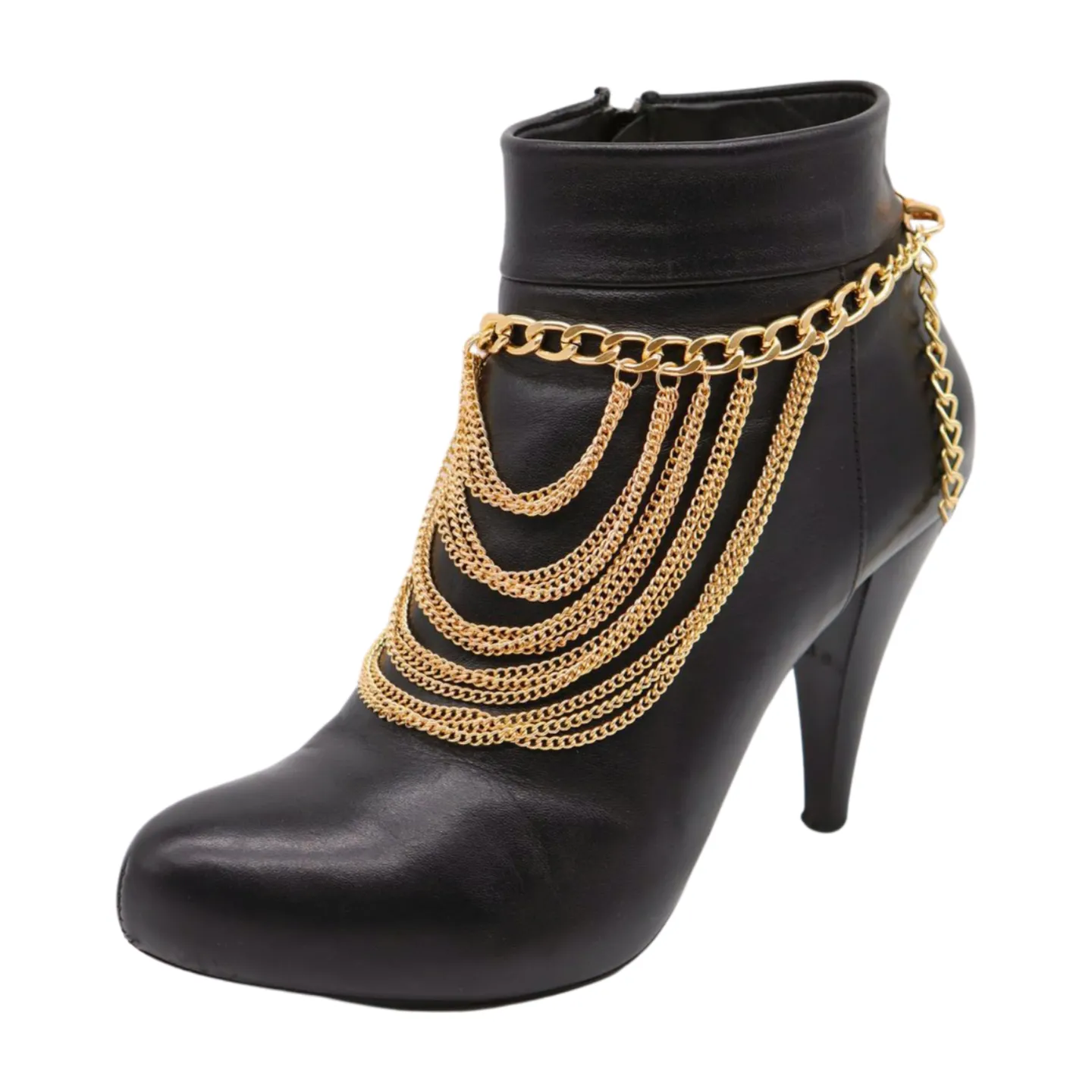 Women Gold Metal Chain Boot Bracelet Shoe Multi Strand Charm Anklet